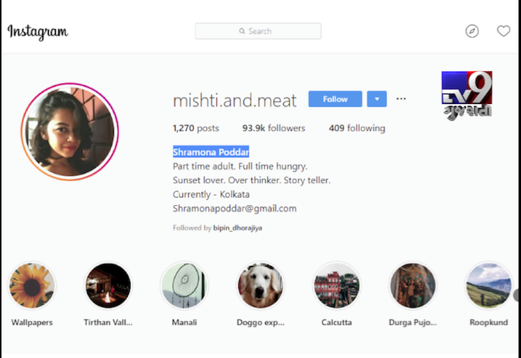 Mishti & Meat:Instagram account