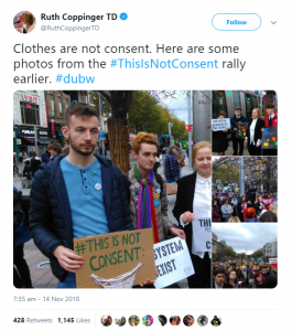 People protesting and supporting #ThisIsNotConsent