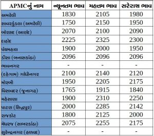 Gujarat All APMC Latest rates of 24 February 2020 Gujarat ni badhij APMC na Mandi rates