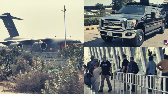 The American security convoy arrived in Ahmedabad before the arrival Donald Trump
